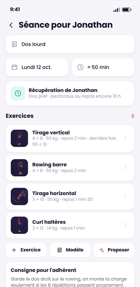 Préparer une séance