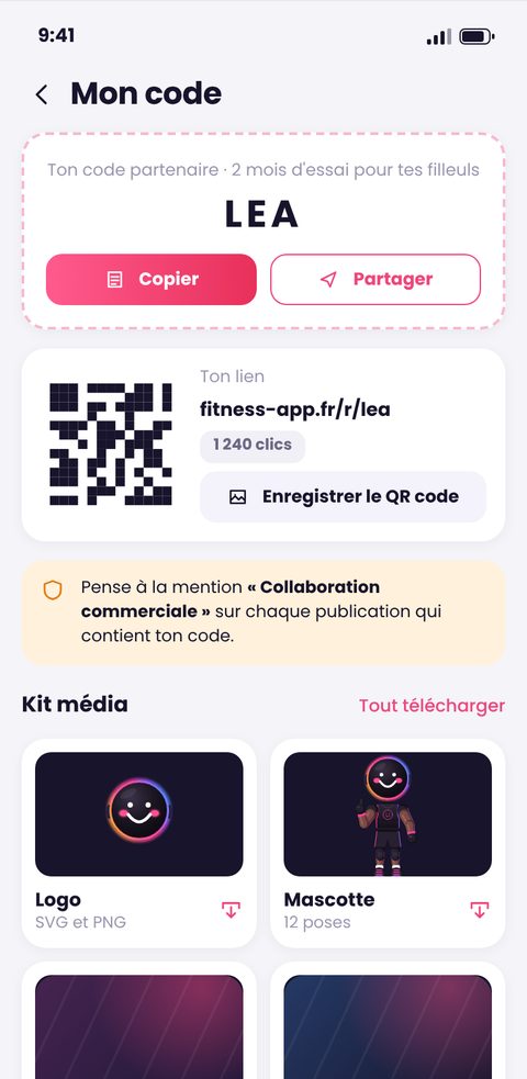 Code et lien partenaire